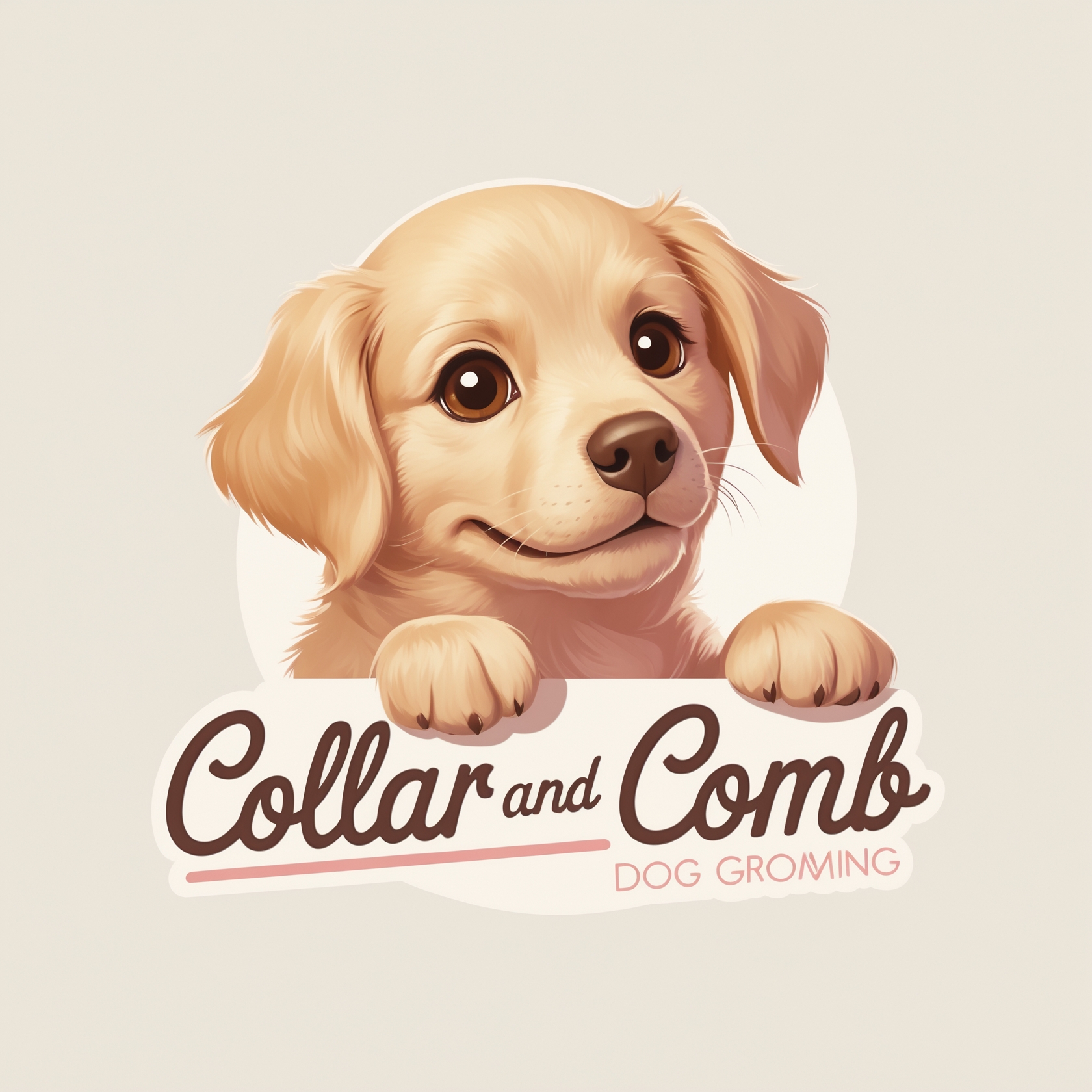 Collar and Comb Dog Grooming Logo